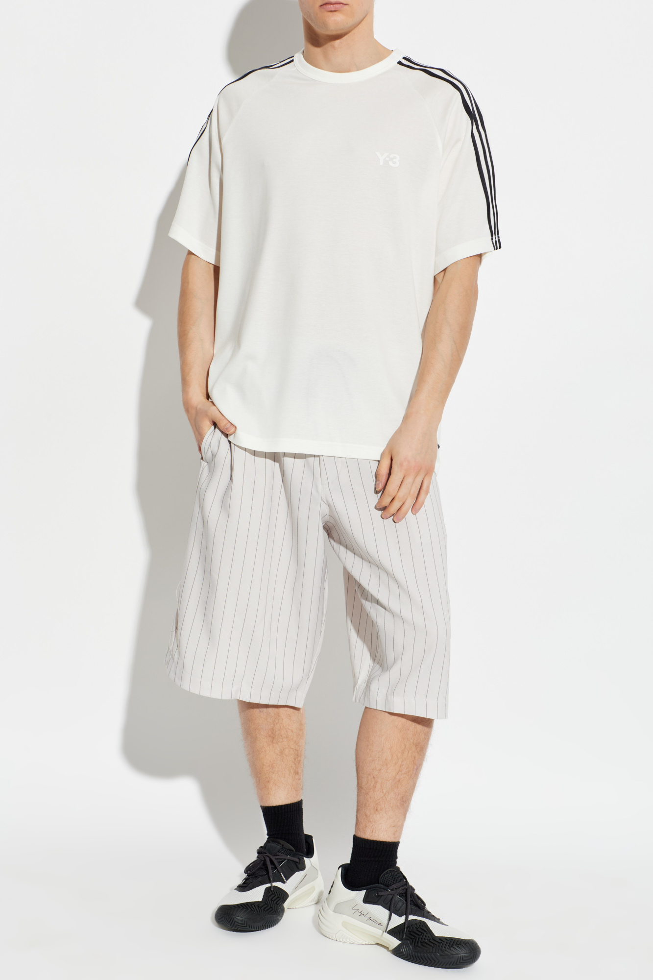 White Striped pattern shorts Y-3 - Vitkac GB